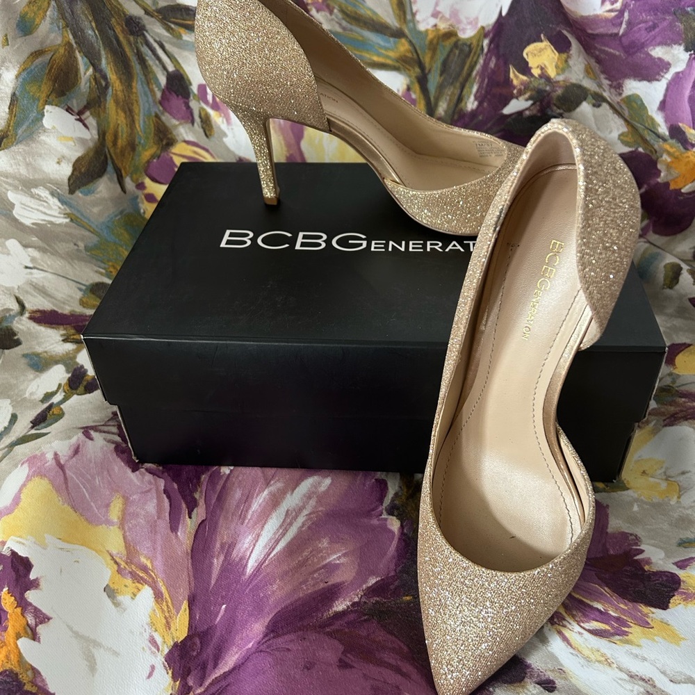 BCBGeneration Glittering Gold Heels